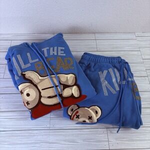 Roku Studio Kill The Bear Hoodie & Sweats Rhinestones Blue Size Large